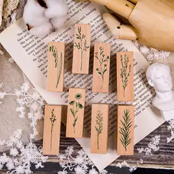 Винтажная трава печать растения DIY деревянные резиновые штампы для stationery канцелярские стандартные штампы