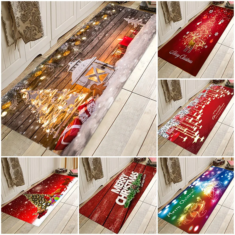 Sisher Рождественский коврик, длинный напольный коврик, ковер для гостиной, коврик с рисунком, декор для кухни, ванной комнаты, противоскользящий ковер, ковер из полиэстера
