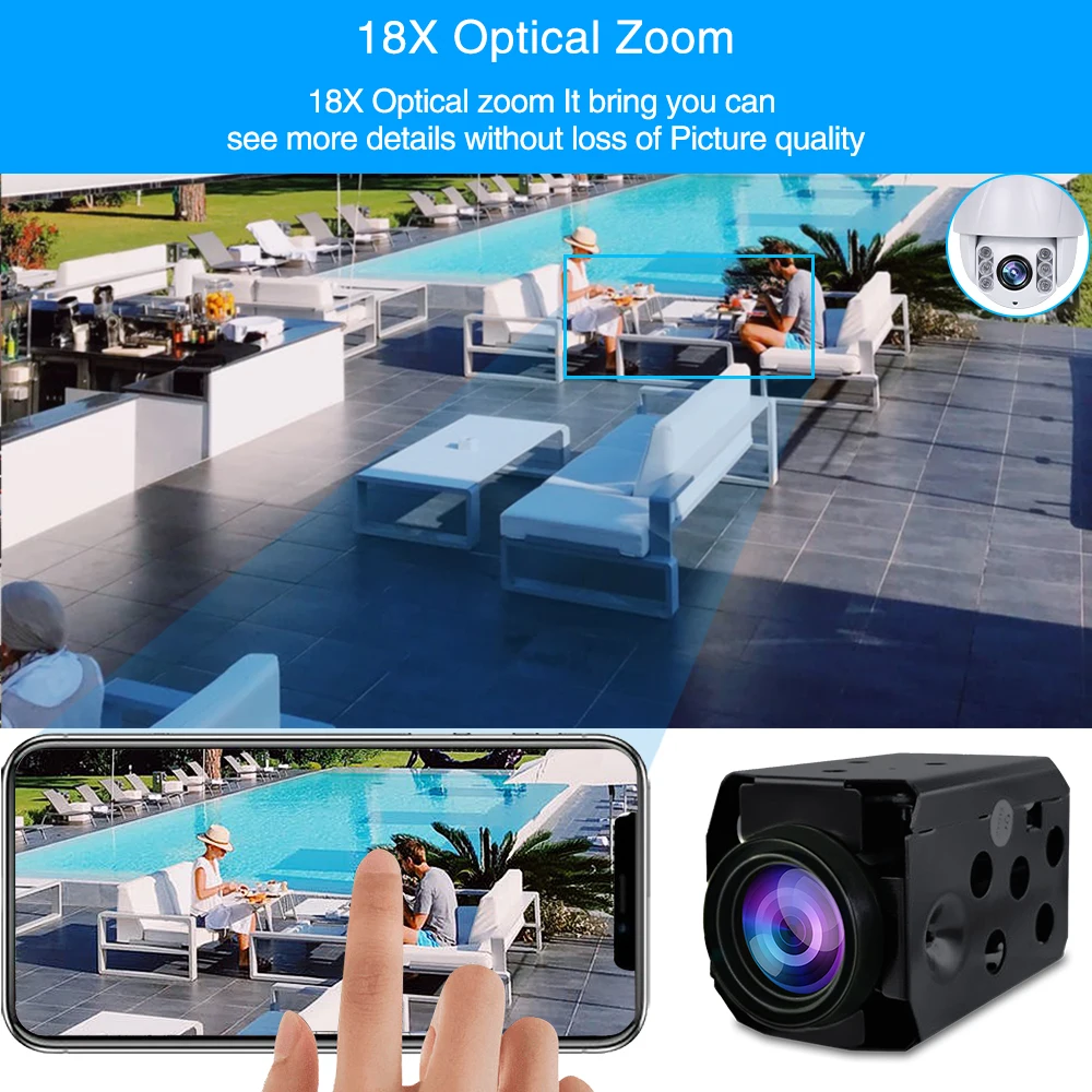 1080P ip камера ptz 18X Zoom cctv ip камера s модуль Onvif H.264 видео наблюдение сетевой блок камеры модуль для БПЛА videcam