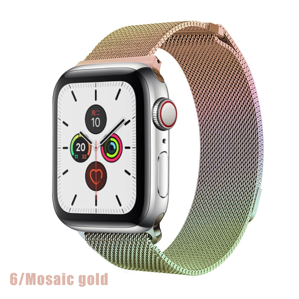 Миланская петля для apple watch серии 1 2 3 4 5 ремешок для iwatch ремешок из нержавеющей стали магнитная пряжка 38 мм 40 мм 42 мм 44 мм браслет - Цвет ремешка: Mosaic gold