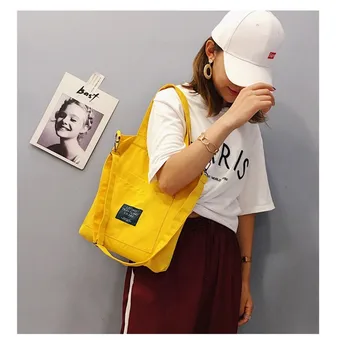 

HANSOMFY 2019 new art canvas handbag Korea simple multi-function shoulder portable detachable literary Messenger bag SY-016
