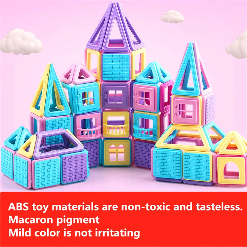 258 розовые дизайнерские костюмы и пластиковые игрушки строительные Магнитные Детские развивающие игрушки