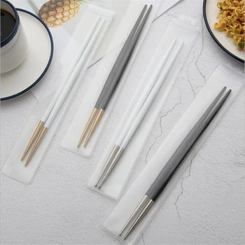

1Pair Sushi Round Chopsticks Stainless Steel Tableware Colorful Length 22cm Reusable Chopsticks Non-slip Food Sticks Sushi Hashi