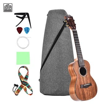 

LINGTING 26 Inch Concert Ukulele Koa Wood Topboard Back Side Boards with Gig Bag Uke Strap Strings Cleaning Cloth Capo 2Picks