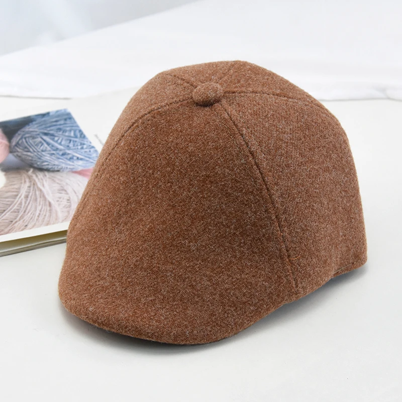 Новая детская шапка, осенне-зимние береты для мальчиков и девочек, британская шерстяная шапка, Весенняя корейская детская Кепка с козырьком от солнца, детские вязаные шапки