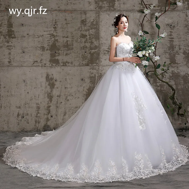 

XXN-117#Bridal wedding dress Strapless Embroidered Lace on Net Lace Up Ball Gown Custom size free delivery cheap wholesale Play