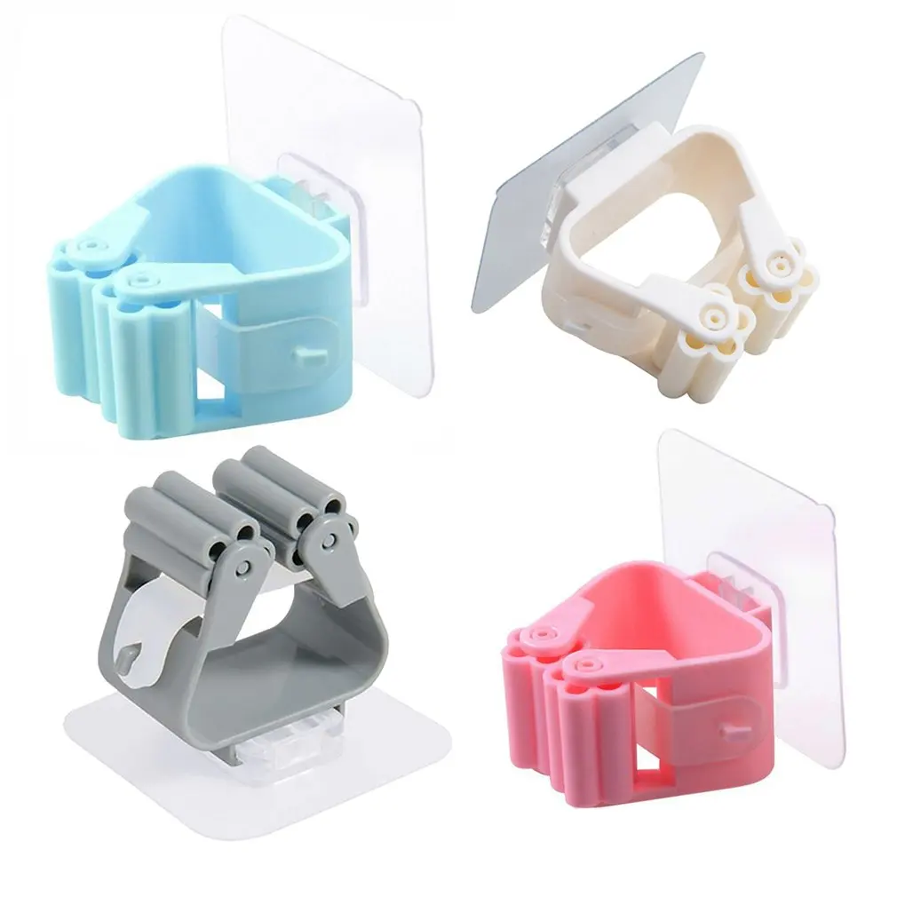 Mop & Broom Holder Mop Storage Rack 1PCS Wall Mounted Mop Organizer Holder Punch-free Non-marking Brush Broom Hanger Home Storage Rack Bathroom Hanging Pipe Hooks