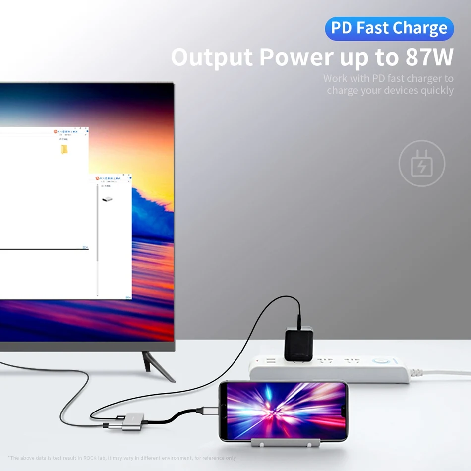 ROCK 3 в 1 USB C к HDMI адаптер Тип C PD Быстрая зарядка конвертер кабель для Macbook huawei P20 USB C PD 4K HDMI адаптер концентратор