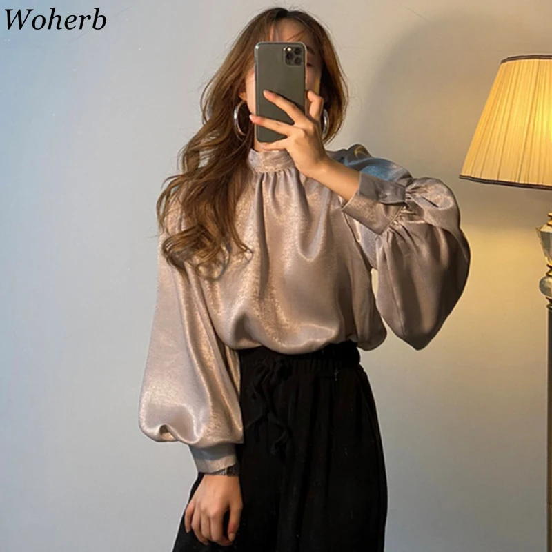 Woherb элегантная рубашка весенние женские повседневные топы блузки с длинным