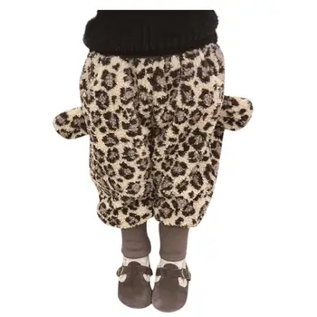 

Kids Children Baby Girls Winter Warm Fleece Flannel Trousers Thicken Leopard Print Pant Fashion Clothes With New Brand