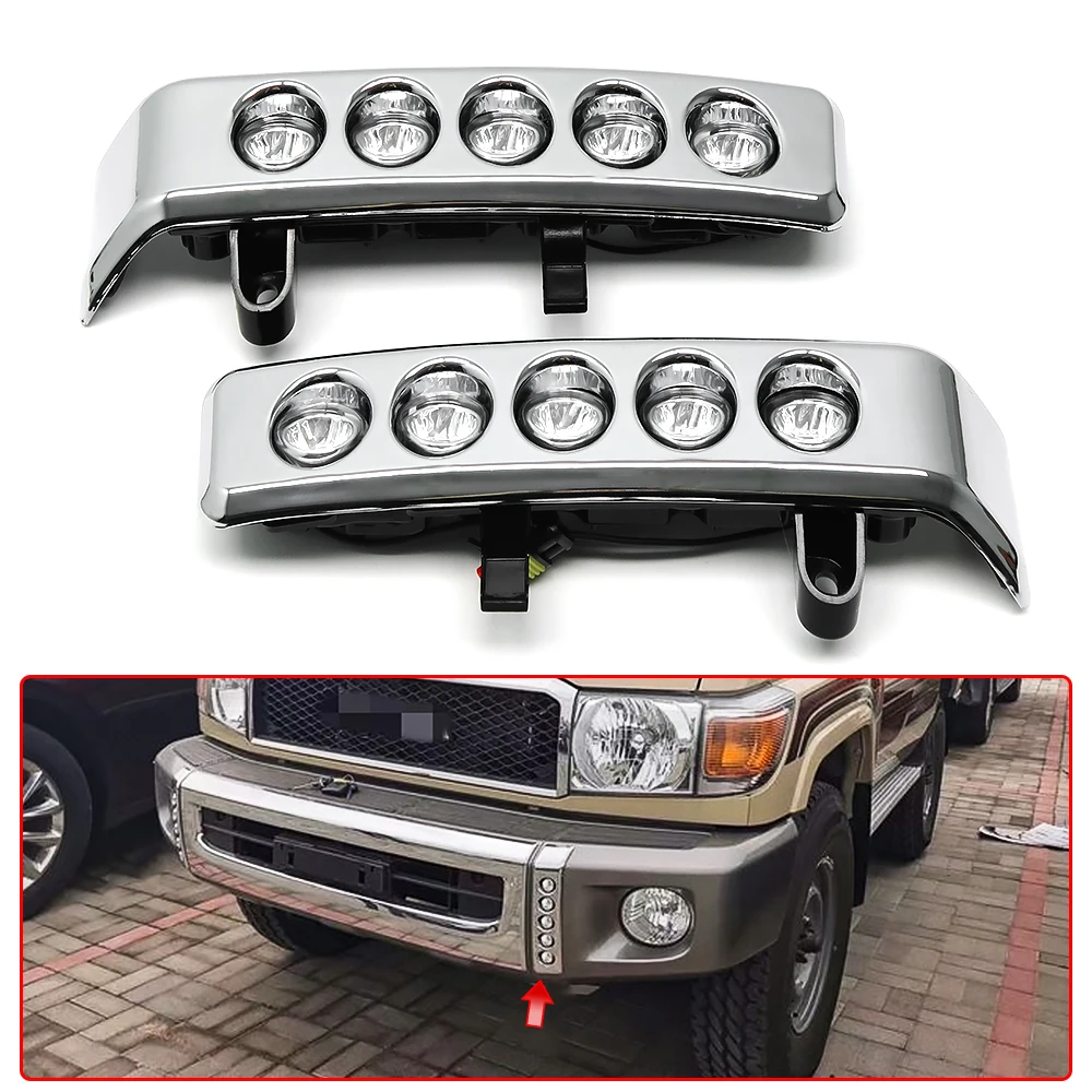 

2pcs Front Bumper Lamp LED Daytime Driving Running Light Trim For Toyota Land Cruiser LC70 LC76 LC77 LC79 Pickup Pick-Up 2015
