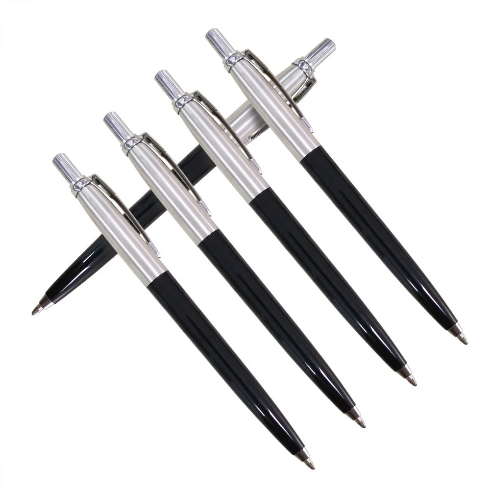 

5pcs Office Stationery Pen Commercial Metal Ballpoint Pen 0.7mm Refill Ink Black Automatic Roller Ball Pen for School Writing