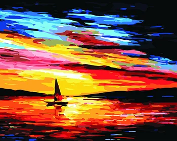 

oil picture painting by number with scenery sunset diy paint wall decorative paintings by number acrylic paint