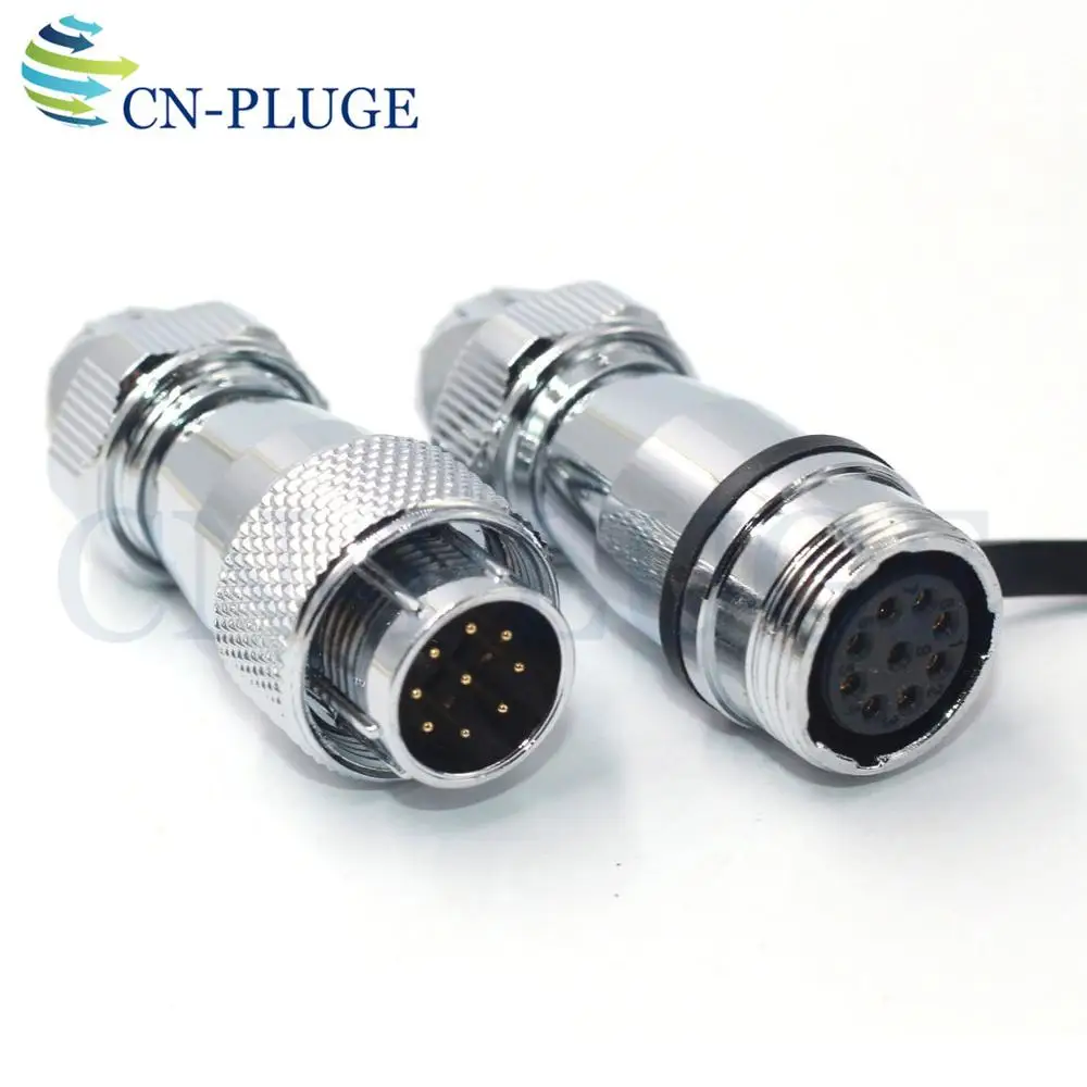 9pin WS16 серии 2 3 4 5 6 7 8 9 pin авиации стыковочный кабель Разъем Водонепроницаемый разъемы штепсельной вилки и розетки Номинальный ток 10A IP67 - Цвет: 9pin