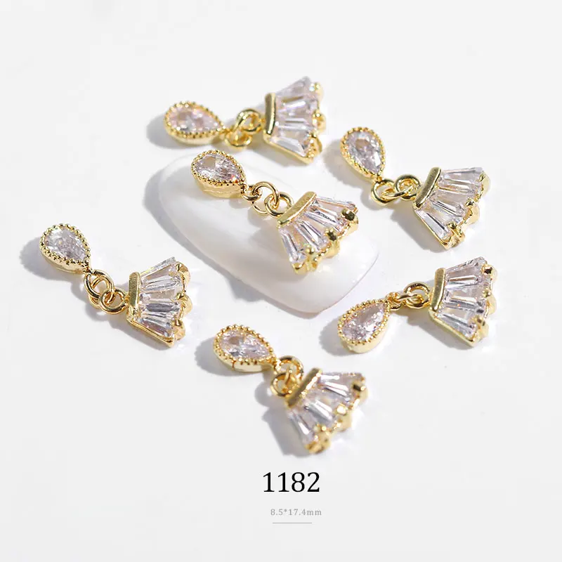 1 шт Золото 3D дизайн ногтей драгоценные камни стразы с циркониевой цепочкой маникюрные украшения камни Кристалл блестящие - Цвет: 1182