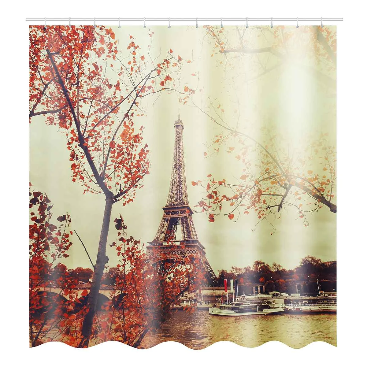 Shower Curtain Парижская Эйфелева 180X180 см Водонепроницаемая занавеска для душа с крючками/коврик для ванной/набор подушечек для туалета Противоскользящий узор винтажный ковер - Цвет: Shower Curtain