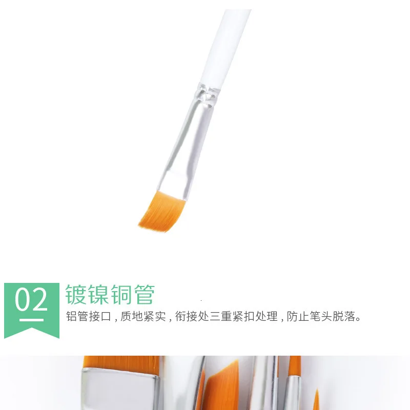 6PCS/SET Nylon Wood Handle Oil Painting Brush Painting Tools Art Stationery School Supplies
