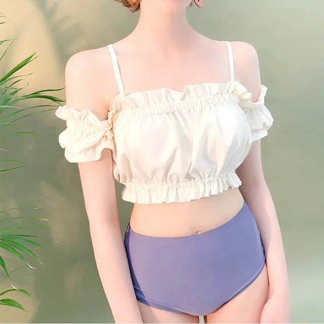 

Two-piece Swimsuits Women's 2019 New Korean Hot Selling Hipster Frilled Push up Bikini Slimming High-waisted Bikini