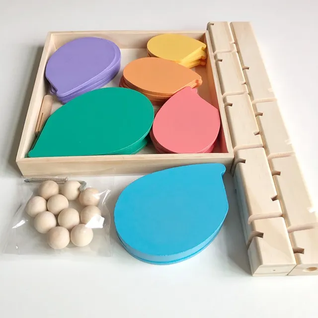Montessori Wooden Petal Tree Building Blocks Toy Children s Rainbow Ball Ball Run Track Baby Educational