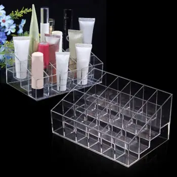 

Clear Acrylic 24 Cosmetic Jewelry Organizer Box Makeup Holder Display Stand Storag Container Case