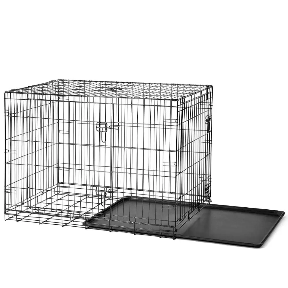 30-inch Metal Dog Playpen with Double Doors Folding Dog Kennel Cage Wire Mesh Pet Cage Crate for Puppy Cats Rabbits Small Dogs
