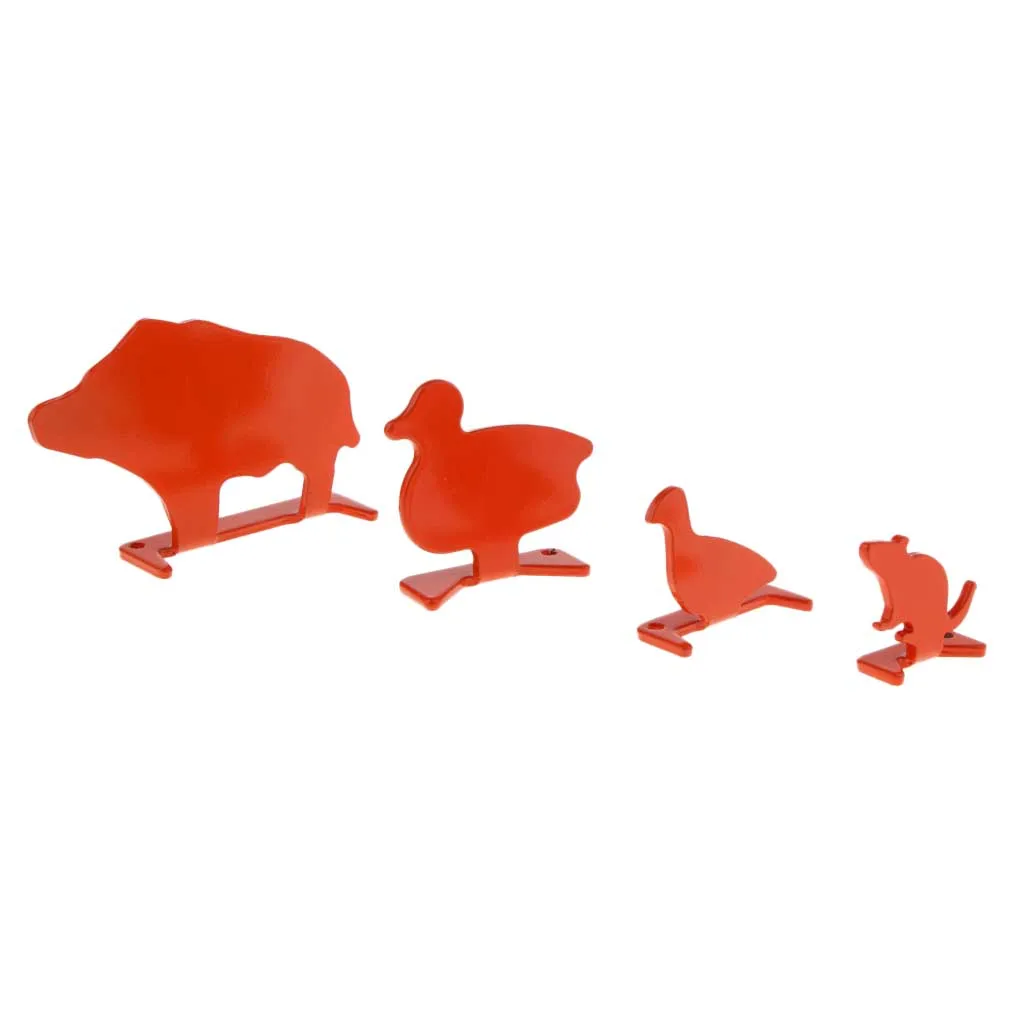 4pcs Heavy Duty Carbon Steel Shooting Accessories Animal Targets Plinking Target Orange Plate