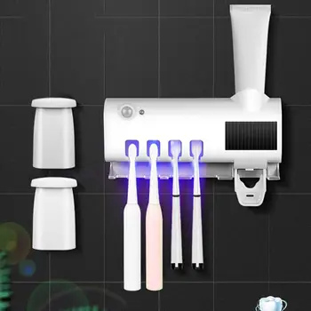 

2 in 1 UV Light Ultraviolet Toothbrush Sterilizer Portable Automatic Toothpaste Dispenser Toothbrush Holder Cleaner Bathroom Set