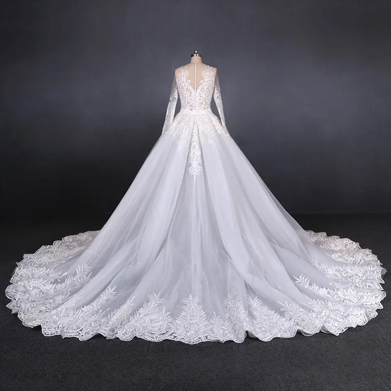 Горячие сексуальные романтические свадебные платья с открытой спиной Vestidos 3D Цветочная аппликация Длинный Шлейф Свадебные платья 2 в 1