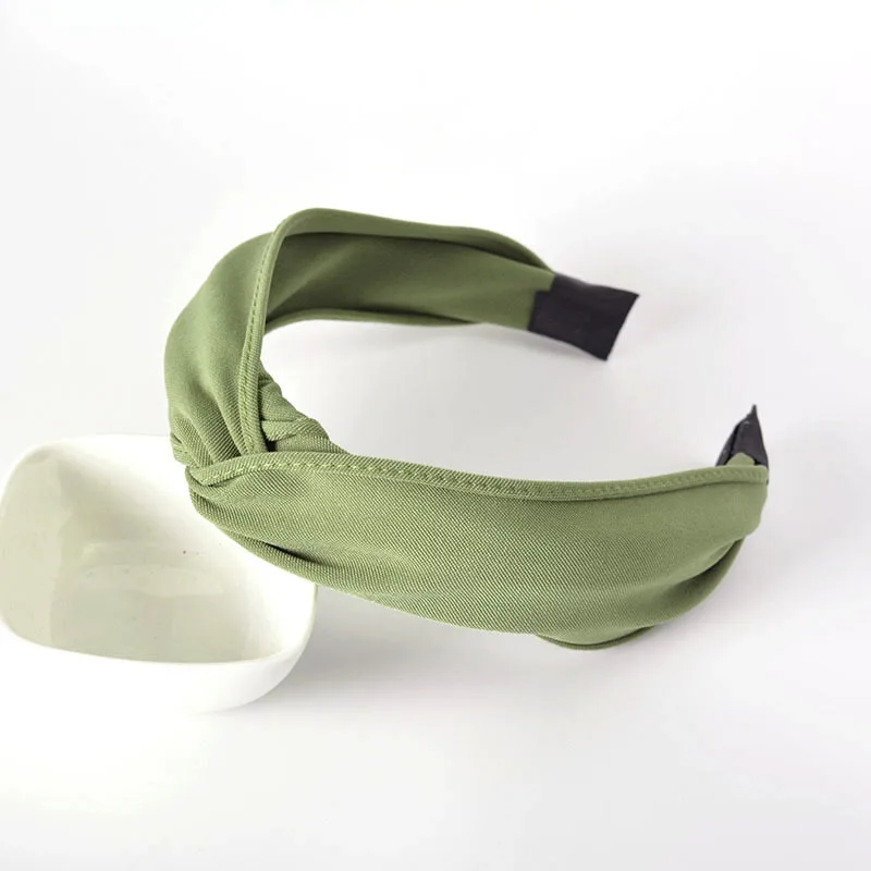 Korean-style INS Online Celebrity Face Wash Large Rims Knot Cross Hair Bands Fabric Solid Color Versatile Headdress Headband Wom