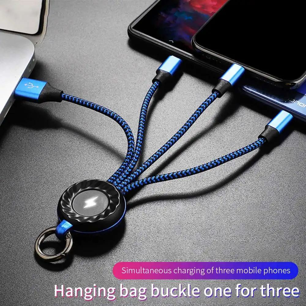 3 в 1 USB кабель для Мобильный телефон Micro Type C iPhone Samsung брелок быстрой зарядки провод