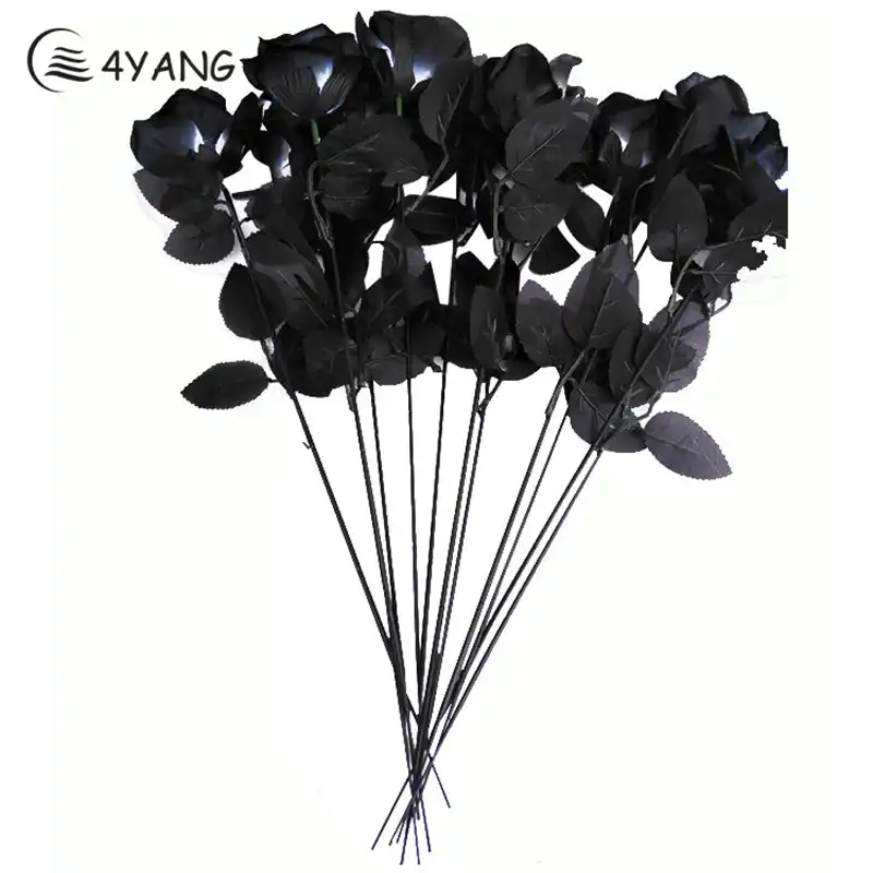 Large black Rose single branch silk Artificial flowers Long stem Australia roses fake Flower For