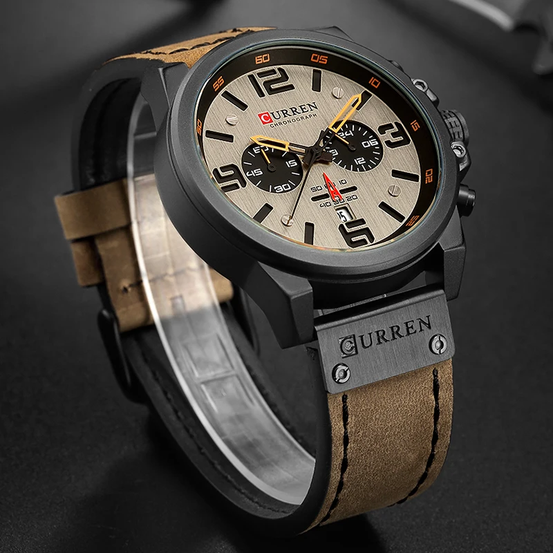 Часы CURREN Мужские кварцевые наручные брендовые Роскошные армейские в стиле