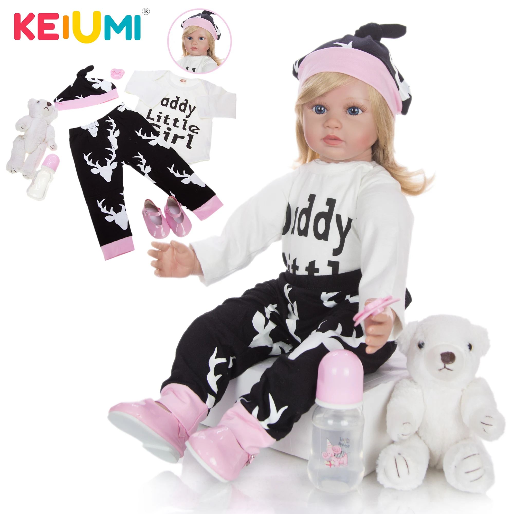 KEIUMI новый стиль принцесса силиконовая виниловая Кукла Reborn Babies 60 см True To Life Bebe