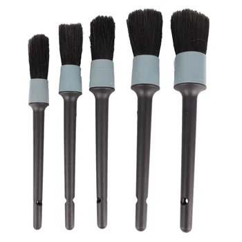 

Car Brush Cleaning Natural Boar Hair Brushes Auto Detail Tools Wheels Dashboard Car Cleaning Tool 5Pcsfff