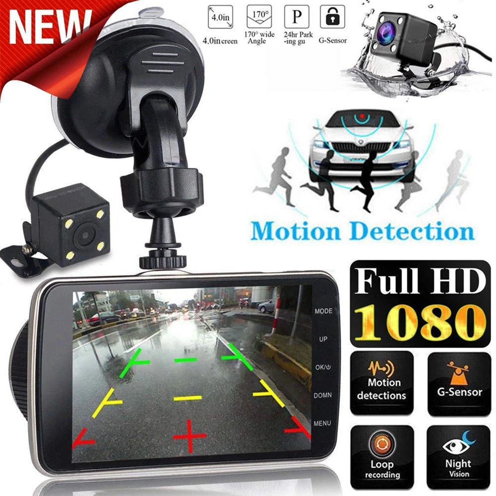 Dual Lens Car DVR Vehicle Camera Full HD 1080P 4
