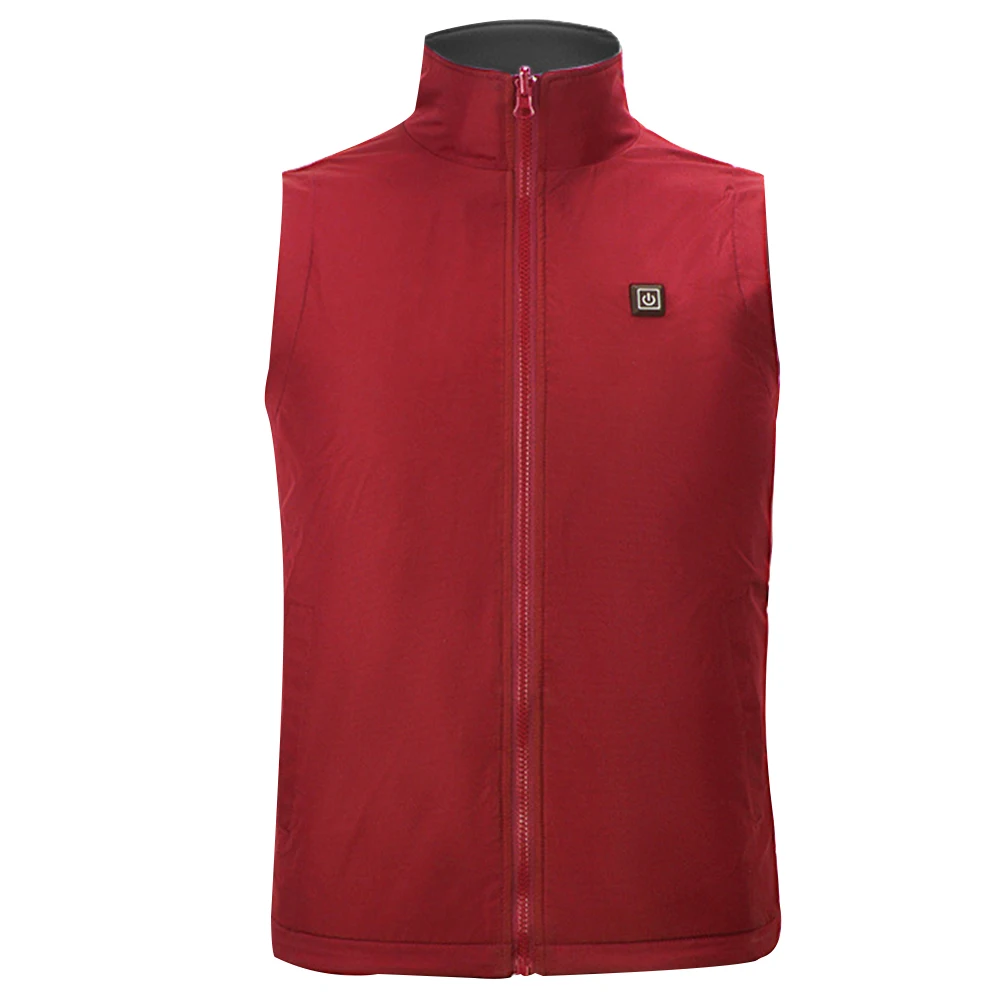 Воротник-стойка для мужчин и женщин, Электрический нагрев, углеродное волокно, зимняя куртка, одежда, жилет, зарядка через usb, мягкая Регулируемая температура - Цвет: Красный