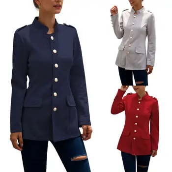 

Autumn Outwear Women long-sleeved slim-fitting Coat wild Warm Buckle Pocket Small