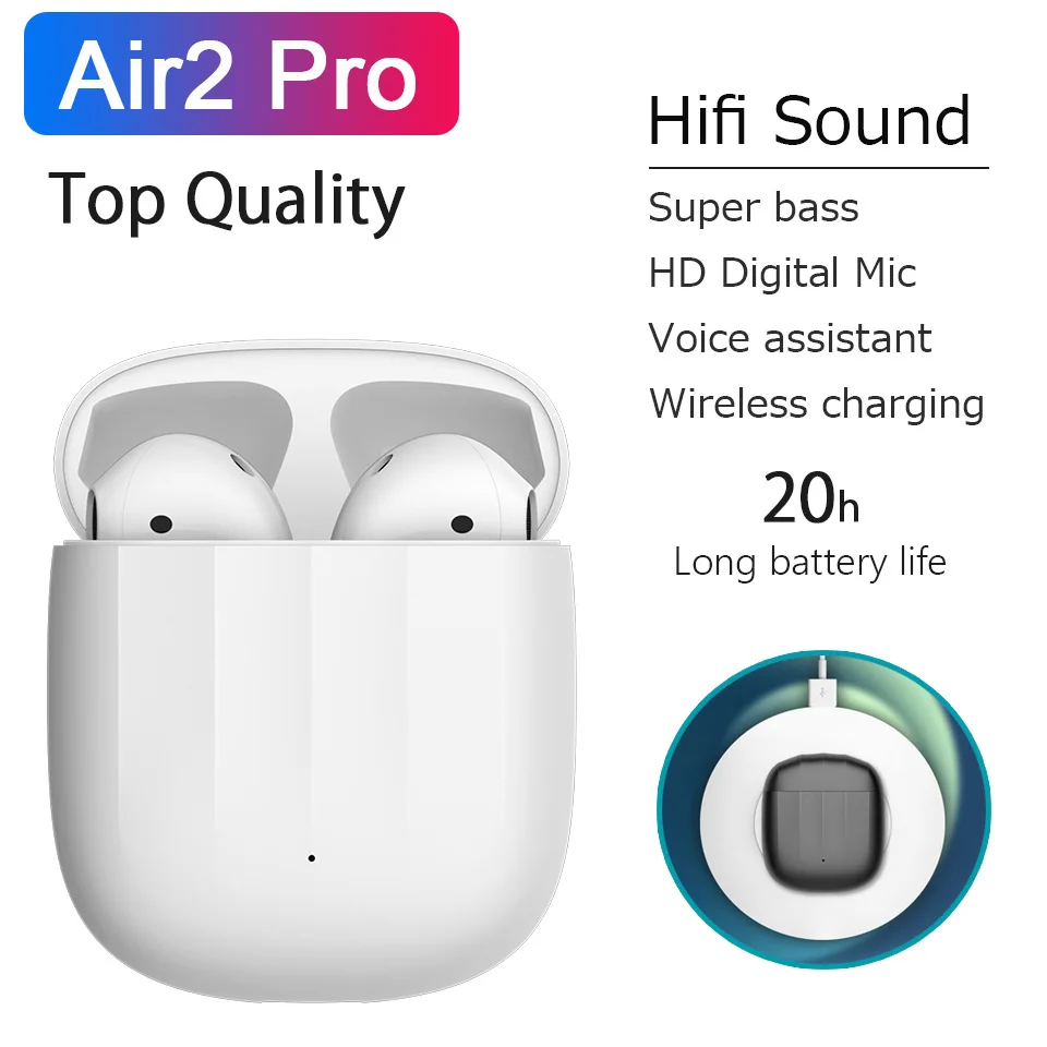 Беспроводные Bluetooth-наушники Air2 Pro TWS HIFI 10D С супер басами спортивные наушники HD MIC PK