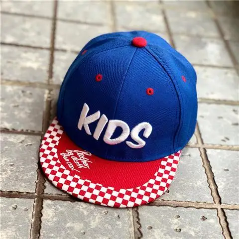 KIDS BLUE Модная демисезонная плоская шляпа для маленьких мальчиков и девочек от 2 до 8 лет, Очаровательная Регулируемая 3D мужская Кепка с китайскими иероглифами, солнцезащитная Кепка - Цвет: KIDS BLUE