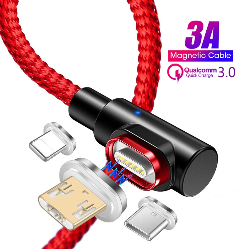 Магнитный кабель 3A Micro USB Type C для быстрой зарядки 3 0 зарядное устройство провод