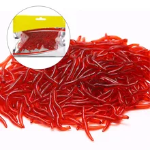 100pcs 35mm Fishing Bait Lifelike Fishy Smell Red Worms Soft Bait Simulation Earthworm Artificial Bait Fishy Fishing Lure 