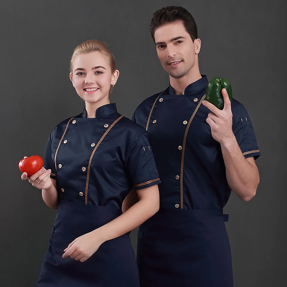 Белая куртка шеф-повара с короткими рукавами, форма для обслуживания еды, ресторан для отелей для кейтеринга, рабочая куртка, официантка, рабочая одежда для шеф-поваров