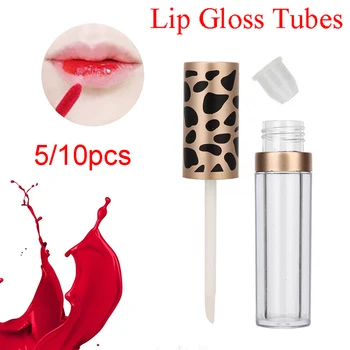 

5/10Pcs 5ml Leopard Print Pattern Lip Gloss Tubes DIY Lip Glaze Lips Cosmetic Container Refillable Bottles Makeup Tools Set