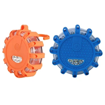 

1pcs Led Road Flashing Warning Light Roadside & 1x 15 Led Round Beacon Emergency Strobe Flashing Warning Lights
