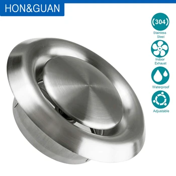 

Hon&Guan Stainless Steel Vents, Round Stainless Steel Wall Cover Air Vents Bull Nosed External Extractor Outlet Vents 4'' 6''
