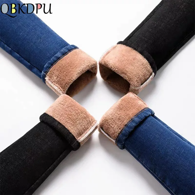 Najtaniej Mama Plus rozmiar aksamitne ciepłe elastyczna dopasowane dżinsy kobiet 2019 zima nowy wysokiej talii spodnie damskie zagęścić Denim długie spodnie Streetwear