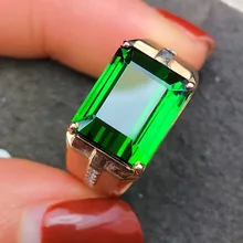 

Foydjew European American New Style Inlaid Synthetic Emerald Tourmaline Rings plated 18K Gold Princess Square Diamond Open Ring