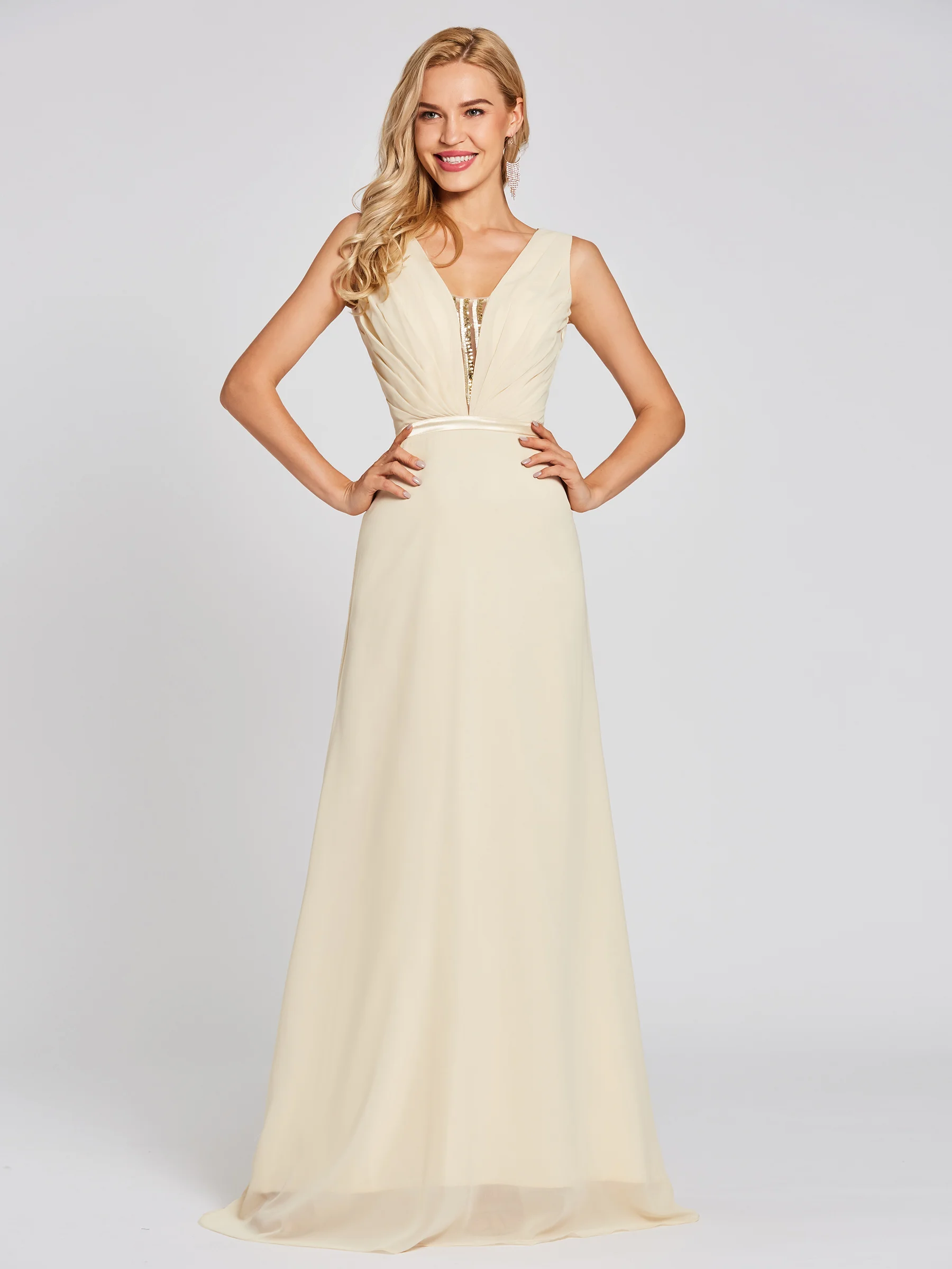 

V Neck Sequins Evening Dress Women Sexy Illusion Back A Line Formal Party Long Dresses Elegant Gown Vestidos De Fiesta De Noche