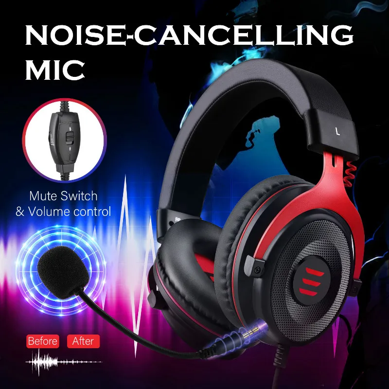 EKSA E900 Stereo Gaming Headset Gamer For Phone PS4 Xbox PC 3 5mm Wired Gaming Headphones With Noise Cancelling Microphone