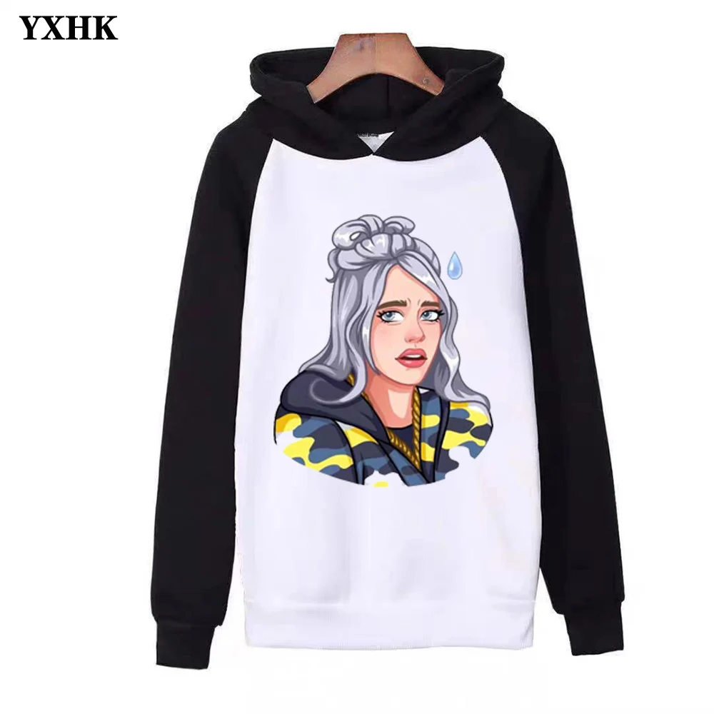 

Rapper Singer Billie Eilish Print Hoodie Hot Sale Men / Women Popular Clothes 2019 Casual Harajuku Raglan Hooded Sweatshirt